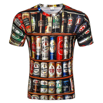 Halloween Novedad Latas de Cerveza Camiseta Estampada para Adultos Masculino